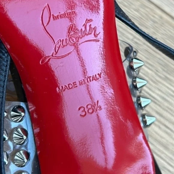 CL🖤Black Lace, Leather and Spiked PVC Levita Rete Pumps - Picture 2 of 8